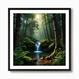 Waterfall In The Forest 5 Art Print