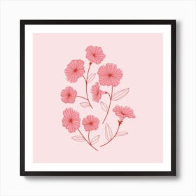 Pink Flowers On A Pink Background Art Print