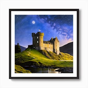 Scottish Castle At Night Art Print