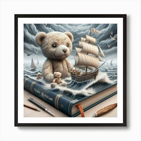 Teddy Bear In The Ocean Art Print