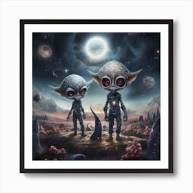 Aliens In Space 2 Art Print