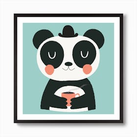 Panda Loves Coffee Art Print