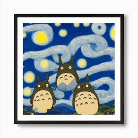 Totoro Starry Night Art Print