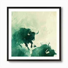 Bulls In The Grass Art Print