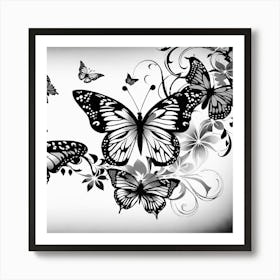 Black And White Butterflies 16 Art Print