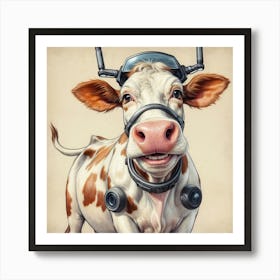 Cow With Goggles Art Print