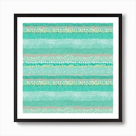 Little Textured Dots Green Square Art Print