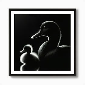 Mother Duck And Baby Duck Art Print