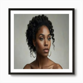 Black Woman With Hoop Earrings 1 Art Print