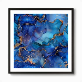 Abstract Blue And Gold Art Print