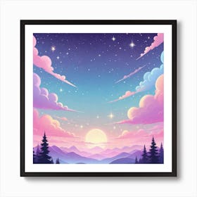 Sky With Twinkling Stars In Pastel Colors Square Composition 256 Art Print