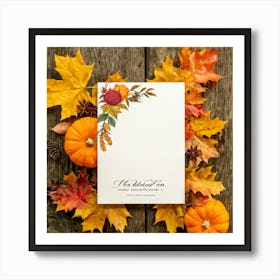 An Autumn Themed Holiday Card Adorning A Vintage Rustic Wooden Finish Laden With A Hand Drawn Dispu (4) 1 Art Print