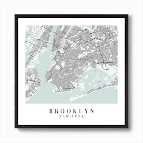 Brooklyn New York Street Map Minimal Color Square Art Print