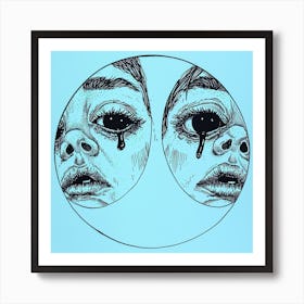 Two Crying Faces Art Print