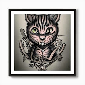 Cat With Skull And Crossbones Art Print