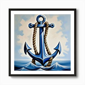 Ship anchor, Ropes, Oil painting 11 Art Print