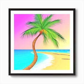 Palm Tree On The Beach 8 Art Print