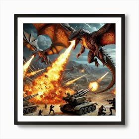 Dragons Of The Sky Targeting Martian Artillery Art Print