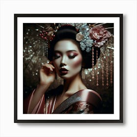 Japan Traditional Geisha Illustration By Ad 38 Art Print