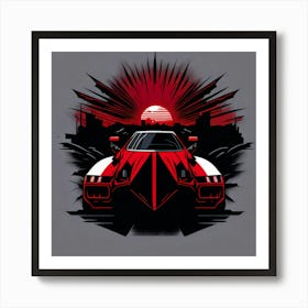 Car Red Artwork Of Graphic Design Flat (255) Art Print