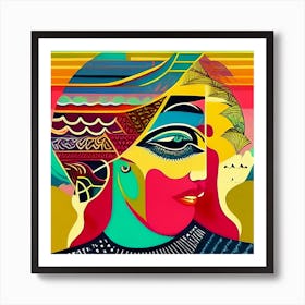 Woman'S Face Abstract Art Print