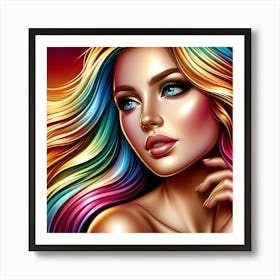 Beautiful Girl With Colorful Hair 2 Art Print