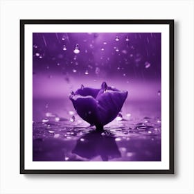 Purple Flower In The Rain Art Print