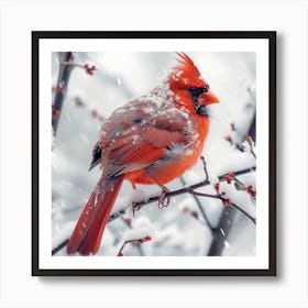 Cardinal In The Snow 3 Art Print