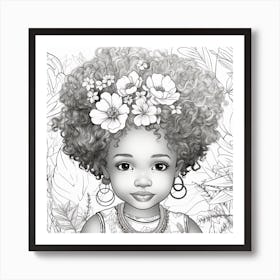 Afro Girl With Flowers 10 Art Print