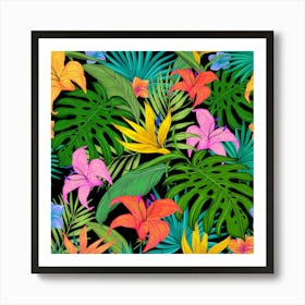 Tropical Greens Leaves Design 9 Art Print