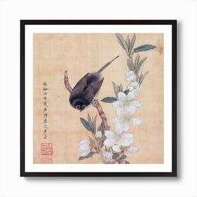 Bird Perched On A Branch Art Print