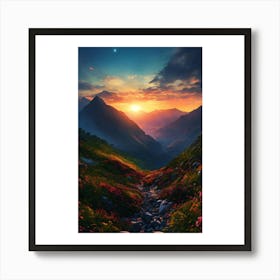 Sunset In The Mountains 7 Art Print