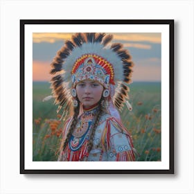 Native American Girl In Traditional Dress Art Print