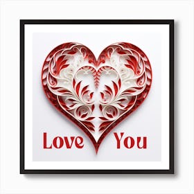 Paper Art Valentine's Day Red Heart Art Print