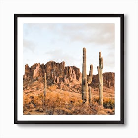 Desert Mountain Scenery Square Art Print