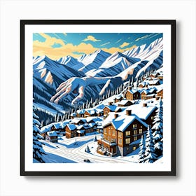 Winter Wonderland Cubism Style Art Print