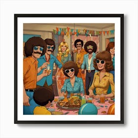 Group Of People At A Party Art Print