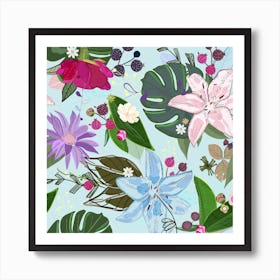 Lily, Rose And Bud Art Print