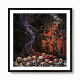 Skulls And Skeletons Abstract Horror Art Print Art Print