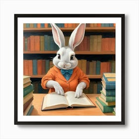 Rabbit Reading Book 1 Art Print