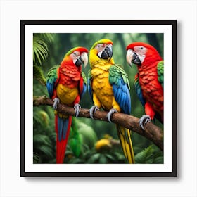 Parrots In The Rainforest Art Print