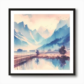 Watercolor Landscape Painting 26 Art Print