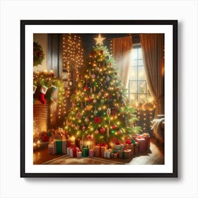 Christmas Tree In The Living Room 1 Art Print