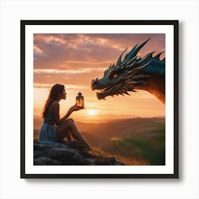 Girl With A Dragon Art Print