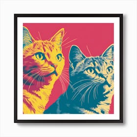 Two Cats Pulp Style Art Print