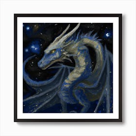 Starry Night Dragon 4 Art Print