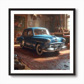 Old Car In A Room Art Print