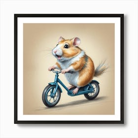 Hamster On A Bike 3 Art Print