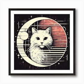 Cat On The Moon Art Print