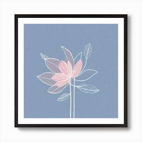 A White And Pink Flower In Minimalist Style Square Composition 319 Art Print